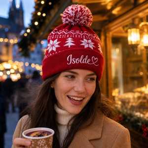 Gorro Personalizado con Logotipo/Texto, Gorro de Punto Cálido, Gorro de Invierno Unisex, Gorros con Monograma a Juego para Niños y Adultos, Regalo de Navidad - Product Image 1