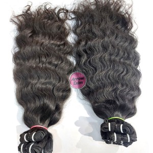 ผมแท้แบบพรีเมียม เกรด Remy  จัดเรียงเส้นผมอย่างดี 100%  แบบดิบธรรมชาติจากวัดอินเดีย  ต่อแบบ Double Weft สีดำธรรมชาติ  แบบลอน - Product Image 3