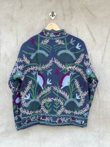 Handmade Cotton <b>Velvet</b> Suzani Bomber <b>Jacket</b> Plus Size <b>Women</b> Full Sleeve Floral Embroidery Eco-Friendly Breathable Reversible - Product Image 2