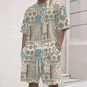 Conjunto Deportivo Casual de Verano para Hombre, Camiseta de Cuello Redondo y Pantalones Cortos, 100% Poliéster, Tejido Jersey de Secado Rápido, Sin Costuras, con Tecnología de Fusión - Product Image 1