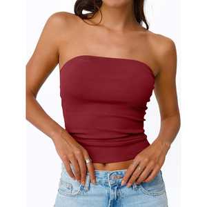 Encuentra tops cortos sin tirantes similares para mujer, lindos vestidos casuales de verano sin mangas tipo bandeau - Product Image 5