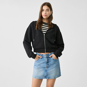 OEM Women <b>Cropped</b> Hoodie Set <b>Cropped</b> <b>Zip</b> <b>up</b> Hoodie Manufacturer Distressed Blank <b>Cropped</b> Hoodie Unisex Oversized Custom logo - Product Image 1