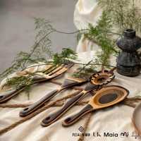 Set Peralatan Masak Kayu Ramah Lingkungan Berwarna Alami, Hadiah Mewah untuk Pecinta Makanan, Dekorasi Dapur Berbahan Kayu Birch yang Berkelanjutan, Peralatan Masak Berkualitas Chef