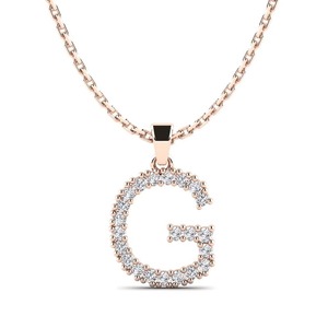 Colgante con Letra G de Plata 925 con Moissanita y Cristales de Estrás, Engaste de Garras, Colgante de Moda Unisex - Product Image 1