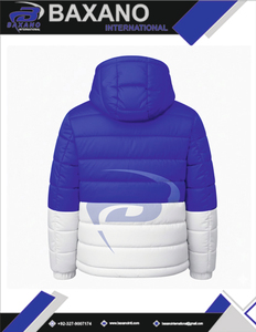 Chaqueta Acolchada de Invierno con Capucha Azul y Blanca de la Hermandad Zeta Phi Beta ZPB, con Logotipo Frontal Personalizado de la Hermandad Griega ZPB - Product Image 5