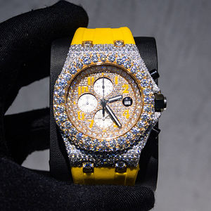 Hip Hop High Quality Bust Down 41mm Men's Rubber Strap Band Hand Setting VVS1LAB Grown Moissanite Diamond <b>Iced</b> <b>Out</b> <b>Watches</b> - Product Image 1