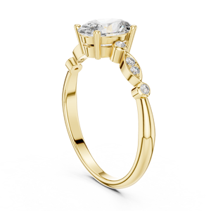 Deco Oval Cut Lab Grown Solitaire <b>Ring</b> <b>Set</b> in 18KT Yellow <b>Gold</b> Certified for Party Wedding Daily Use Luxury Gifting for Women - Product Image 2