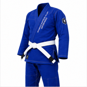 Khwaja refique ullah Enterprises BJJ Kimono <b>Blue</b> <b>Men's</b> Regular Fit Cotton Judo Gi White <b>Belt</b> Included breathable best selling - Product Image 1