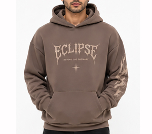 Sweat-shirt à capuche de luxe noir pour homme, coupe oversize, en coton épais, style streetwear hiver, chaud et tendance - Product Image 1
