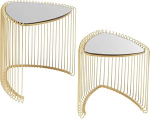 Modern Wire Triangle <b>Gold</b> <b>Side</b> <b>Table</b> Metal With Mirror Glass Top <b>Side</b> <b>Tables</b> - Product Image 4