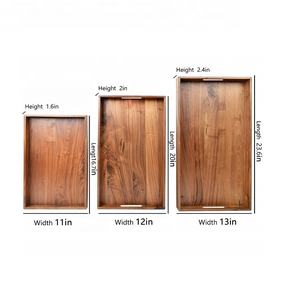 Ensemble de 4 plateaux de service en bois d'acacia, écologiques, durables, de qualité commerciale, finition polie, compatibles lave-vaisselle, pour hôtel - Product Image 5