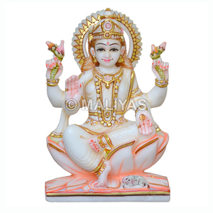รูปปั้นพระแม่ลักษมีขนาดเล็กทำจากหินอ่อน |   มินิ ลักษมี รูปปั้นหินอ่อนสำหรับบ้าน - มาลียาส - Product Image 1