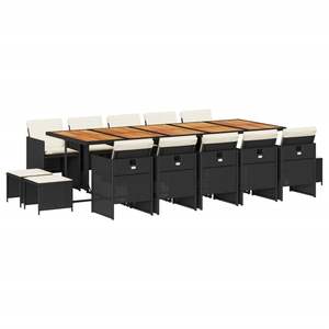 Conjunto de Comedor Plegable Grande para Jardín, de Mimbre Sintético Negro - Product Image 2