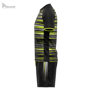 Tenue de football OEM entièrement sublimée 100 % polyester à séchage rapide, col ras du cou, uniforme de football réfléchissant à chevron prismatique, short gris foncé - Product Image 3