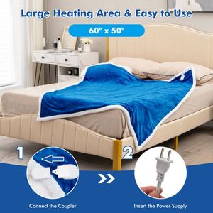 Electric Reversible Flannel and Sherpa <b>Blanket</b> <b>Heated</b> <b>Throw</b> - Product Image 5