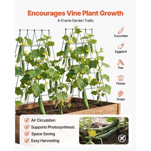 Set di 4 tralicci per cetrioli in metallo antiruggine a forma di A per aiuole rialzate, supporto per piante rampicanti - Product Image 4