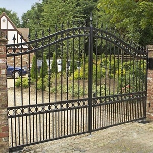 Portails de cour en fer forgé robustes et résistants à la rouille, portails de sécurité galvanisés sur mesure, double portail de jardin pour villa - Product Image 4