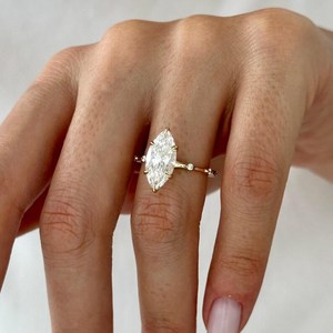 Gorgeous Lab Grown 3.01CT VS1 Marquise Cut Diamond <b>Ring</b> For Women's 18K Solid Gold Wedding Wishes Party Gift For Girlfriend - Product Image 6