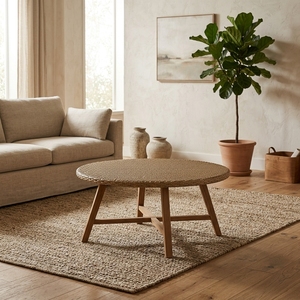New Modern Minimalist Solid Wood <b>Round</b> 4-Seater Eco-Friendly Dining <b>Table</b> for Indoor/<b>Outdoor</b> Use - Product Image 2