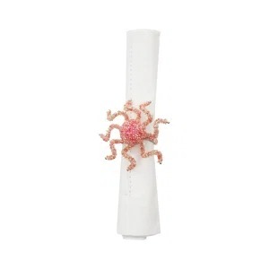 Servilletero de Lujo con Forma de Pulpo Rosa Náutico para Cenas Temáticas de Playa, Anillo para Servilletas con Cuentas de Criaturas Marinas - Product Image 2