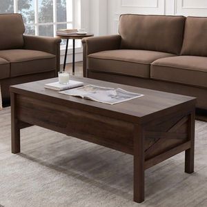 Tavolino da Caffè Moderno Artigianale con Piano Sollevabile, Minimalista Nordico Quadrato in MDF Effetto Marmo, Pieghevole con Contenitore per Arredamento Soggiorno - Product Image 1