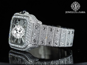 Montre Hip Hop en Acier Inoxydable de Haute Qualité avec Moissanite, Style Diamant, pour les Amateurs de Mode et les Collectionneurs, en Vente - Product Image 5