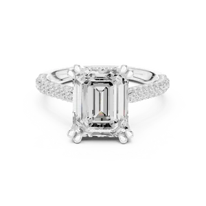 Anillo unisex de oro macizo de 18k con silueta de esmeralda, diamante redondo de 4.00 ct creado en laboratorio, halo oculto, certificado por IGI. - Product Image 3