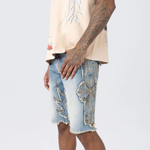 New Custom Regular Fit Casual Summer <b>Overalls</b> Knitted Denim Shorts High Quality Breathable Quick Dry <b>Men's</b> Shorts - Product Image 3