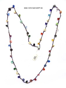 Collar de Cuentas de Ganchillo con Piedras Naturales Redondas Multicolor, Joyería Étnica de Lujo Artesanal India, para Fiestas, Precio al por Mayor - Product Image 3