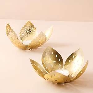 Bougeoir en métal vintage fait main, motif floral gravé, décoratif, luxueux, pour bougie, décoration de table à la maison - Product Image 6