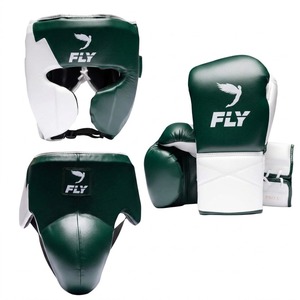 Hot Premium Fly <b>Boxing</b> Gear <b>Set</b> Green White PU Leather <b>Sparring</b> Training Headgear Gloves Groin Guard Lace-Up Breathable Adults - Product Image 1