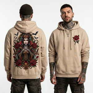 Sweat-shirt à capuche personnalisé pour homme avec logo, imprimé graphique Vampire Queen, streetwear, pull en molleton, veste à capuche, fournisseur de vêtements - Product Image 1
