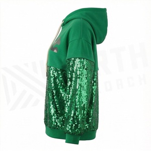 Sweat à capuche personnalisé avec logo surdimensionné, manches longues, paillettes brillantes, couleur personnalisée, coupe ample décontractée, streetwear, hiver - Product Image 3