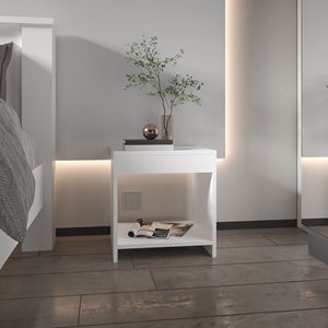 Comodino bianco alto 16,5 pollici con 1 ripiano spazioso - Product Image 1