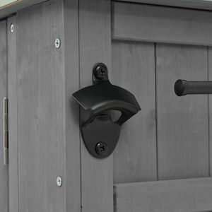 Isla de Cocina para Exteriores con Superficie de Acero Inoxidable, Madera de Abeto, Amplio Espacio de Almacenamiento, Porta Toallas, Especieros, Porta Botellas, Muebles para Patio - Product Image 5