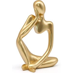 Statua Decorativa Moderna dell'Uomo Pensatore in Oro, Scultura Astratta per Libreria e Mensole, Oggetto da Collezione di Thinker Decor - Product Image 1
