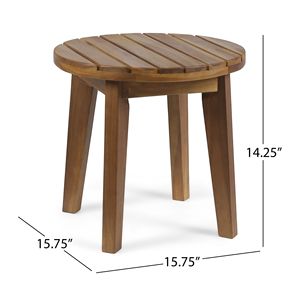 Table d'appoint extérieure en bois d'acacia de 16 pouces avec finition teck, tables d'extérieur élégantes - Product Image 6
