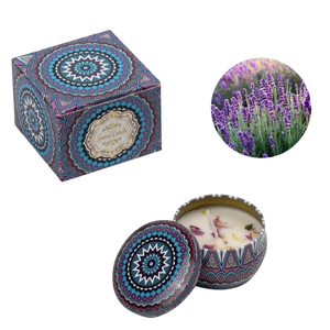 Bougie parfumée dans un boîtier décoratif avec couvercle et coffret cadeau, senteur Poire anglaise & Freesia, Rose, Lavande, plus de 80% d'ingrédients actifs - Product Image 2