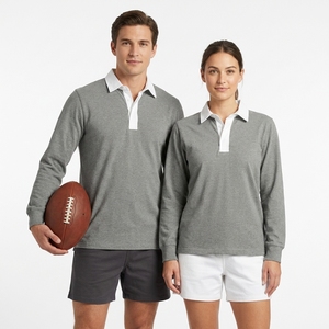 Camiseta de Rugby Personalizada con Bordado de Diamantes de Imitación, Manga Larga, 100% Algodón, Corte Holgado, Rayas, Ecológica - Product Image 2