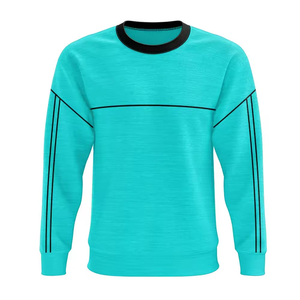 เสื้อสเวตเชิ้ตคอกลมสีเทอร์ควอยซ์สำหรับผู้ชาย ทรงปกติ ผ้าถัก สีพื้น สวมใส่สบายๆ ในฤดูใบไม้ร่วง แขนยาว - Product Image 1