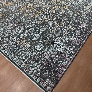 8x10 Ft Hand Knotted Silk Vintage Persian Charcoal Black Area Carpet for Bedroom & Hotel - Product Image 6