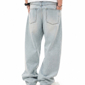 Jeans en denim ample et large pour homme, denim doux, sur mesure, style streetwear, tissu respirant pour homme - Product Image 2