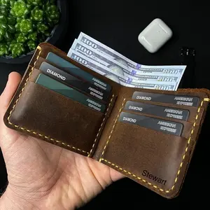High Quality Money Clip Gifts Minimalist Man Cowhide Real Leather Mens Wallet Customized Best Brands Men's LWM-0098
