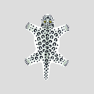 Tapis de sol pour enfants, moderne, tufté à la main, en forme de léopard des neiges blanc, tapis décoratif mignon en forme de silhouette de guépard sauvage - Product Image 1