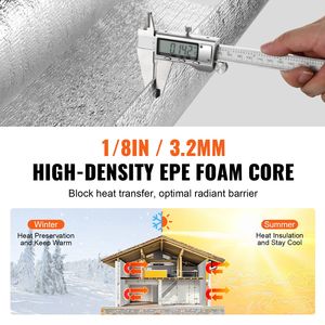 Double <b>Sided</b> Aluminum Foil EPE Foam Core Radiant Barrier 3.2 mm 48 X 100 ft Insulation Roll for Heat Reduction - Product Image 4