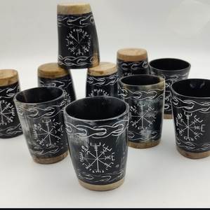 Mug à bière viking en corne naturelle, matériaux écologiques, style vintage, personnalisé pour la bière et le vin, au meilleur prix - Product Image 4