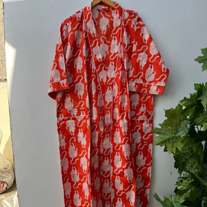 Bata Kimono de Algodón con Estampado de Aves, Estilo Boho, Ropa de Estar por Casa, Bata Informal para Mujer - Product Image 1