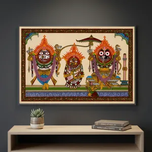 Pintura Pattachitra del Señor Jagannath hecha a mano – Arte mural tradicional de Odisha - Product Image 6