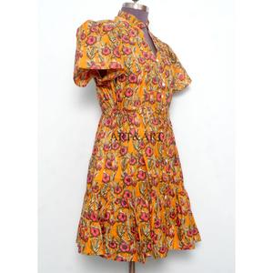 Vestido midi de algodón 100% orgánico, estampado floral a mano, ecológico, ideal para vacaciones de verano, estilo casual y suave. - Product Image 5