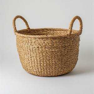 Panier de rangement en jonc de mer naturel de luxe, durable, avec poignées, pour cuisine et salle de bain, grande capacité, design sophistiqué et fonctionnel - Product Image 2